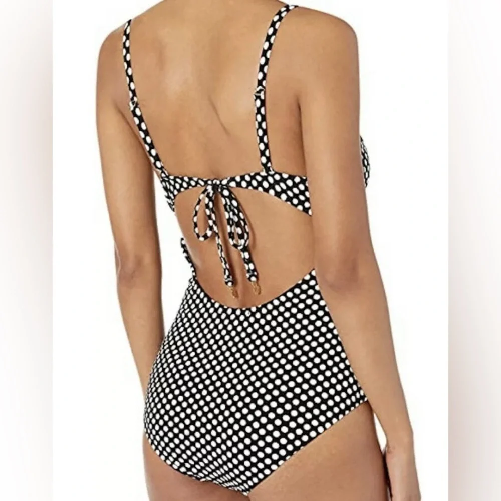 Jessica Simpson Black and White Polka Dot One-Piece Swimsuit